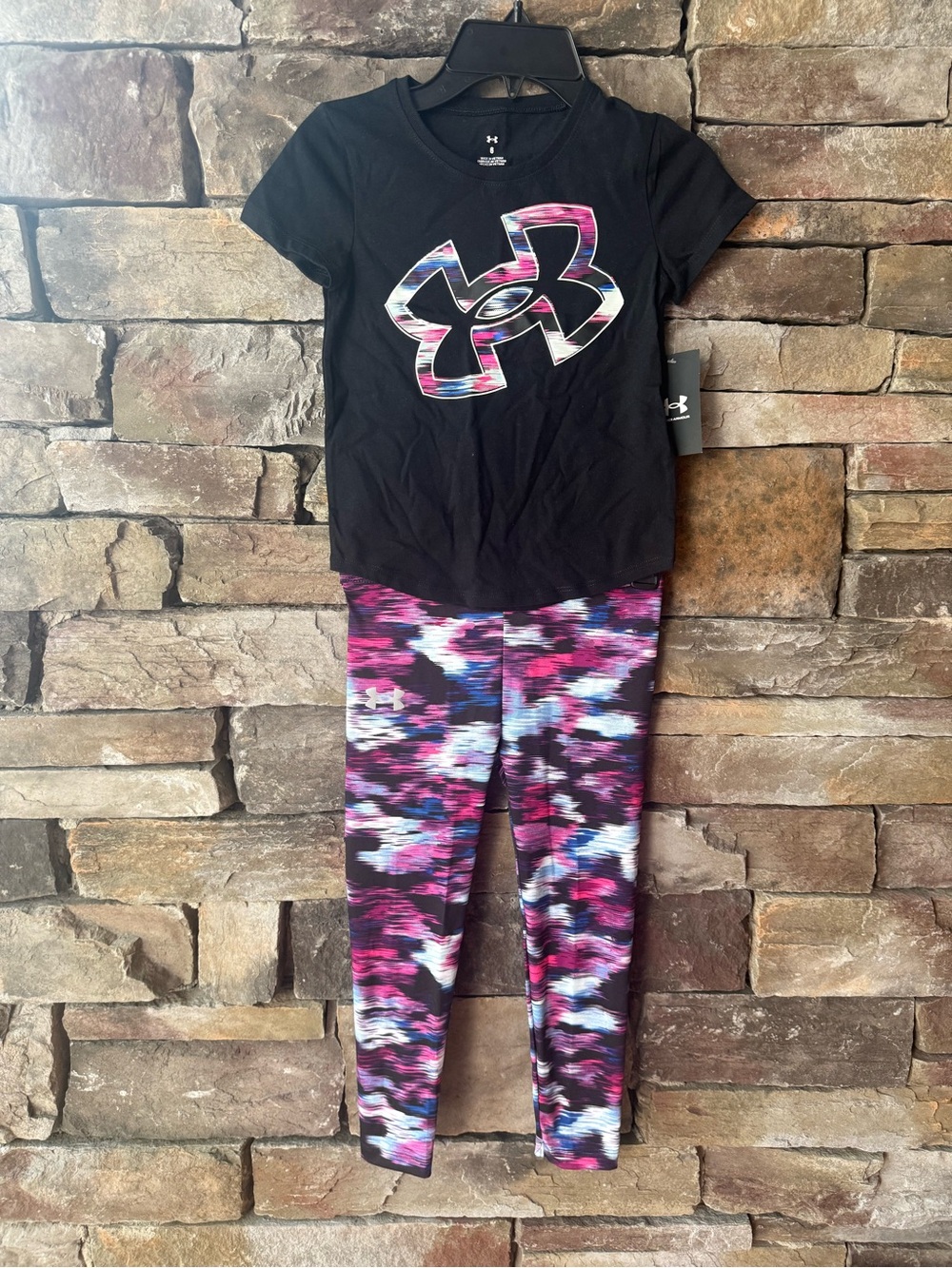 NWT Under Armour Girls Athletic T-Shirt and Leggings Set 6